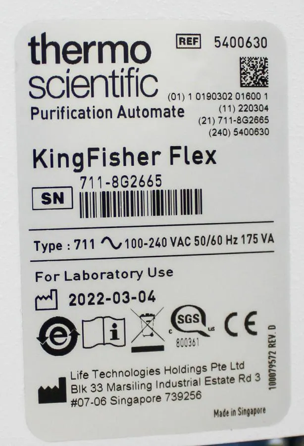 Thermo S.  KingFisher Flex 711 Purification System w/96 Deep well head 5400630