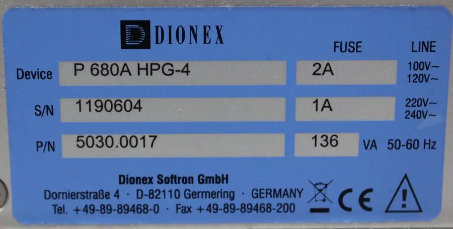 Dionex P680 HPLC Pump