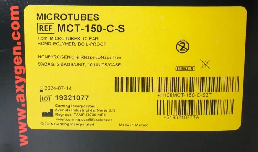 Axygen MCT-150-C-S Microtubes 1.5ml clear, Homo-polymer, Boil-proof