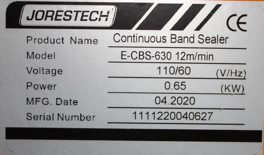 JORESTECH E-CBS-630 Continuous Band Sealer