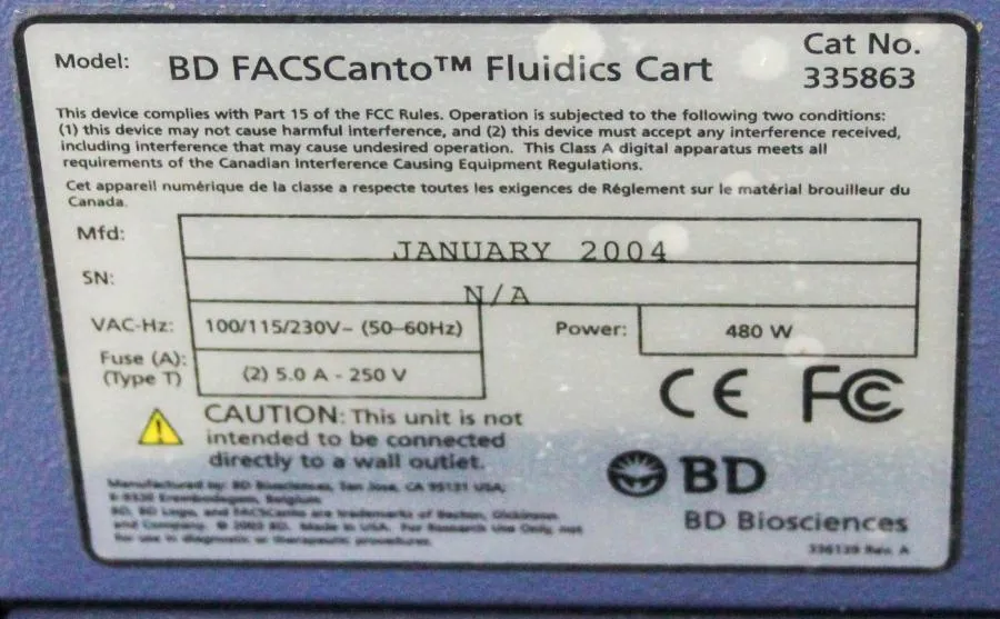 BD Biosciences, Cat# 335863, BD FACSCanto Fluidics Cart