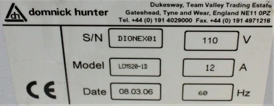Parker Domnick Hunter LCMS20-1 Nitrogen Generator CLEARANCE! As-Is