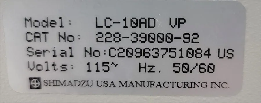 Shimadzu LC-10AD VP Solvent Delivery Pump CLEARANCE! As-Is