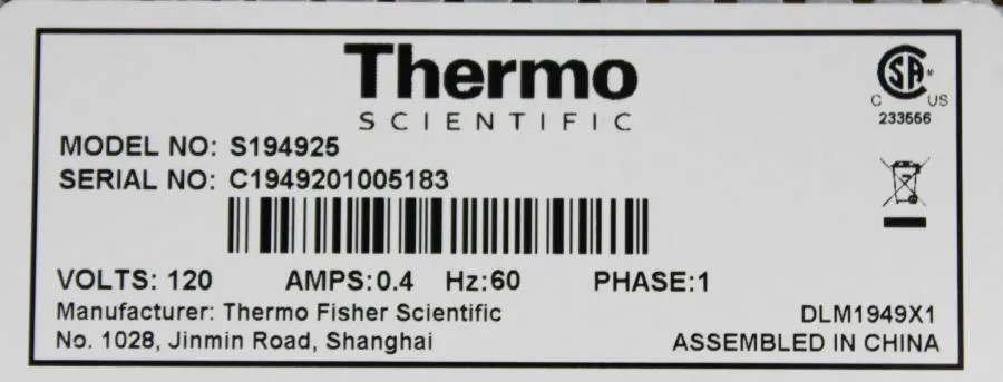 Thermo Scientific Cimarec  S194925 Stirrer Plate