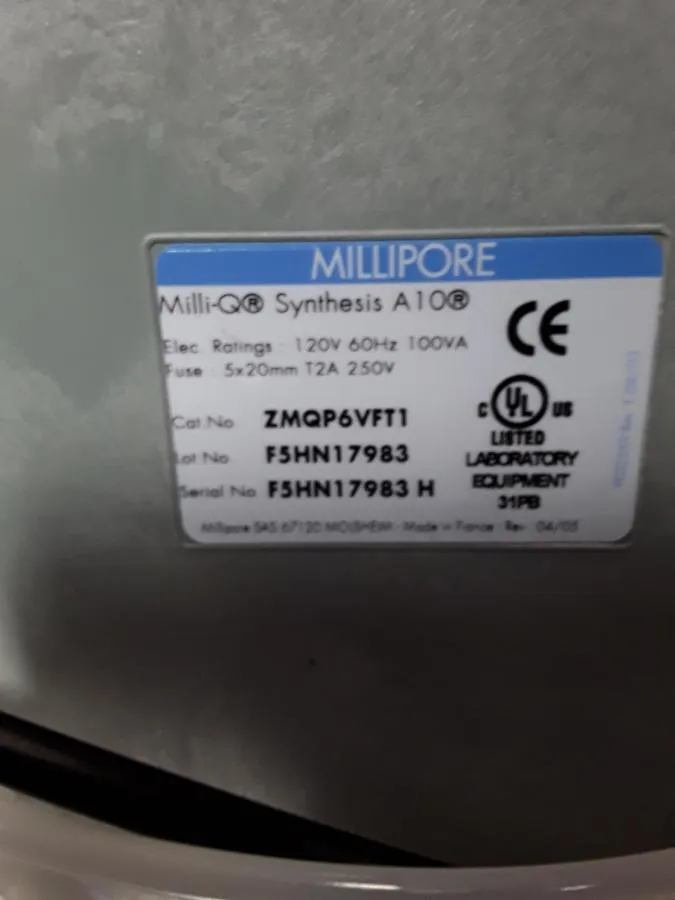 Millipore synthesis A-10 Purification Water CLEARANCE! As-Is