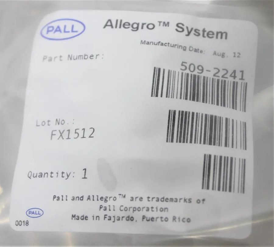 Pall Allegro System Filtration Separation Solution System 509-2241 Qty 2