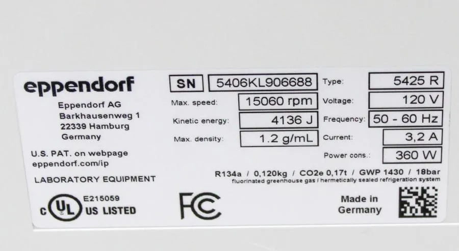 Eppendorf 5425 R Microcentrifuge, Refrigerated Benchtop Centrifuge