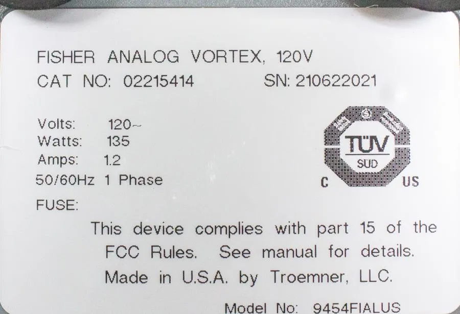 Fisherbrand Analog Vortex Mixer Cat No. 02215414