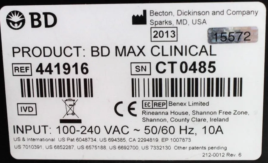 BD Diagnostics Instrument Systems MAX Molecular Diagnostic Testing System