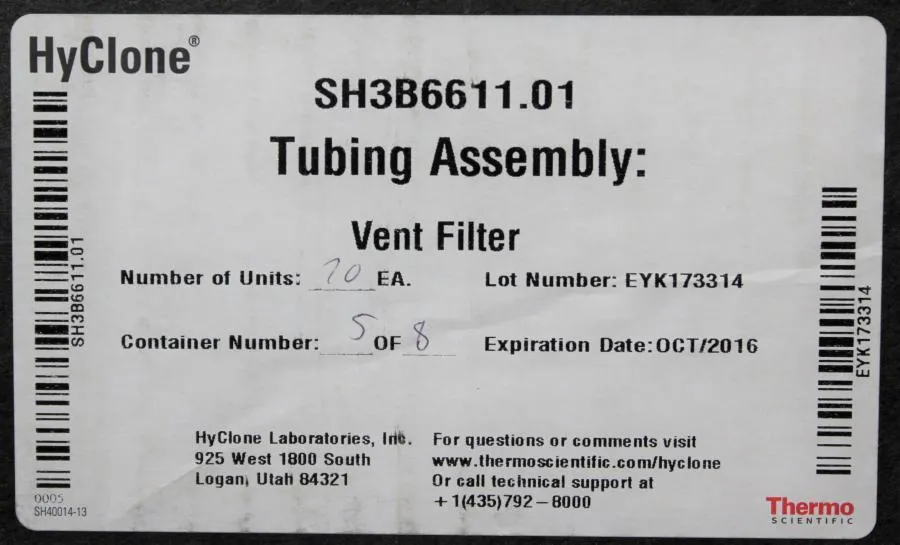 Thermo Scientific HyClone Tubing Assembly Vent Fil CLEARANCE! As-Is