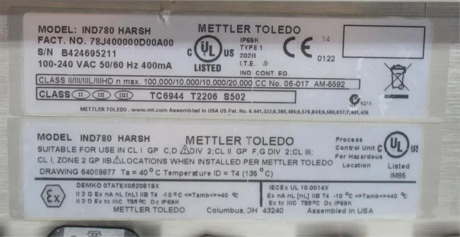 Mettler Toledo IND780 Harsh Display CLEARANCE! As-Is