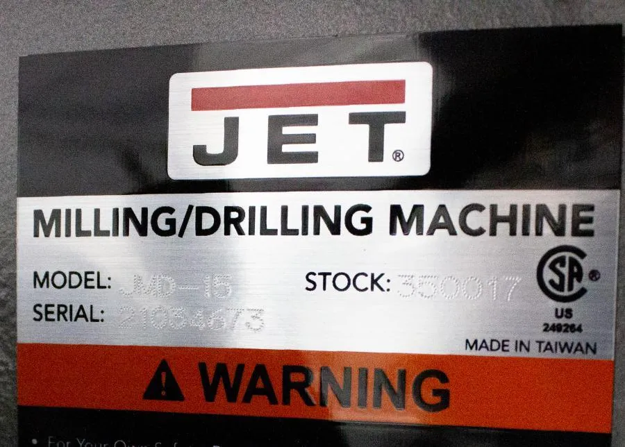 JET Model JMD-15 Milling/Drilling Machine & Accessories