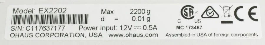 Ohaus Explorer Precision Balance EX2202