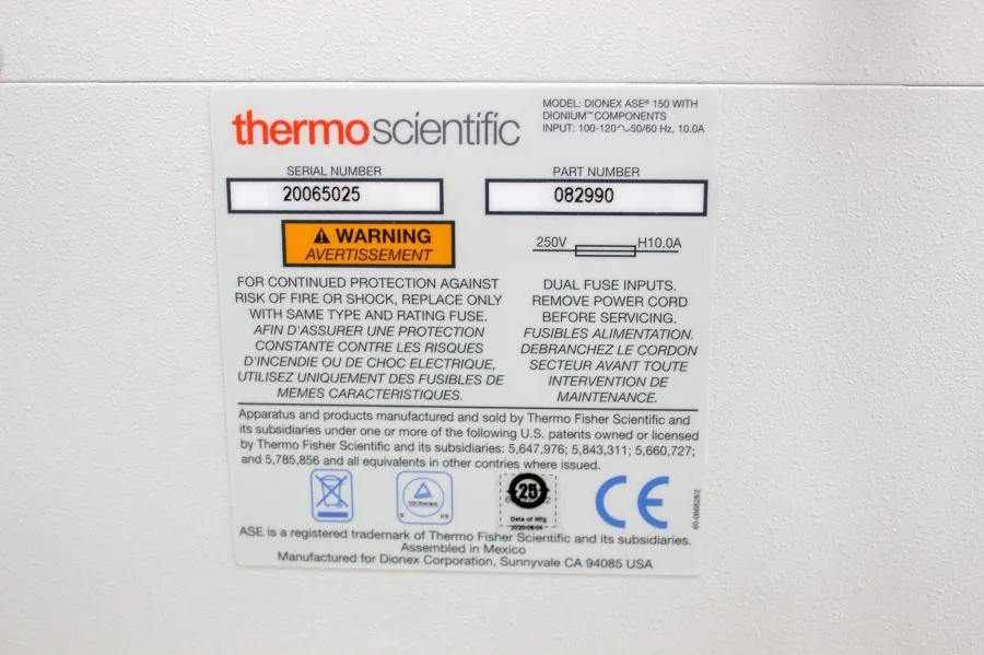 Thermo Dionex ASE 150 Accelerated Solvent Extractor P/N 082990