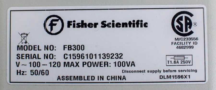 Fisher Scientific Model FB300 Electrophoresis Power Supply DLM1596X1