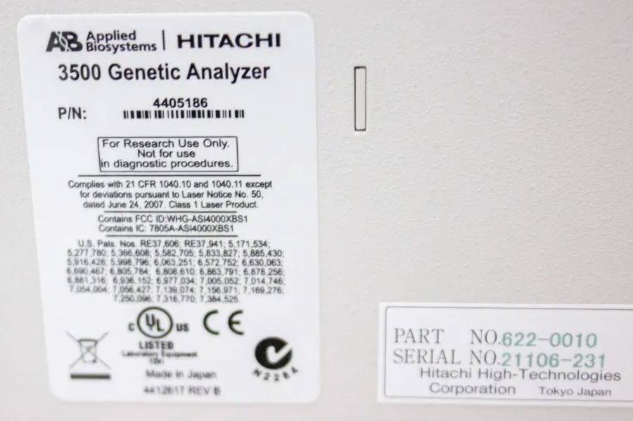 Applied Biosystems Hitachi 3500xL Genetic Analyzer P/N 4405186