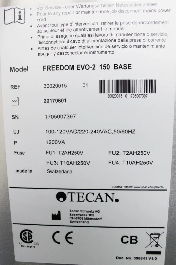 Tecan Freedom Evo-2 150 Base, Automated Liquid Handler 30020015