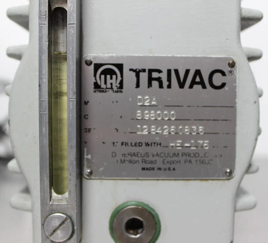 LEYBOLD Trivac D2A Dual Stage Rotary Vane  1/3 HP Pump 898000