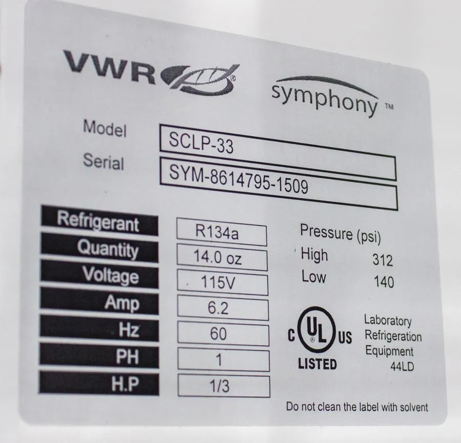 VWR mphony SCLP-33 Upright Glass Door Laboratory CLEARANCE! As-Is