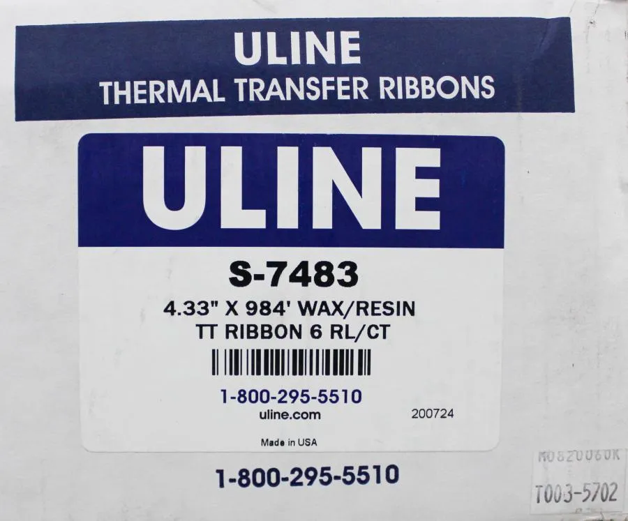 Uline Trans Ribbon 6 Roll per box S-7483/ S-6258/ S-6259