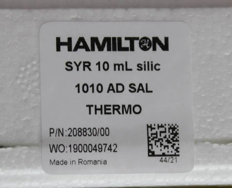 Hamilton 10 mL, Model 1010 AD SAL, M8 Threads Syri As-is, CLEARANCE!