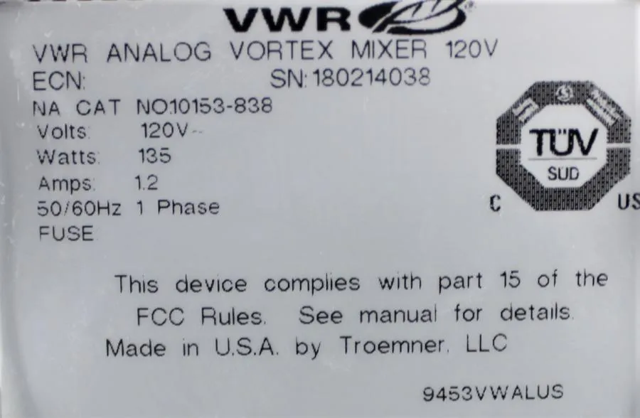 VWR Analog Vortex Mixer 10153-838