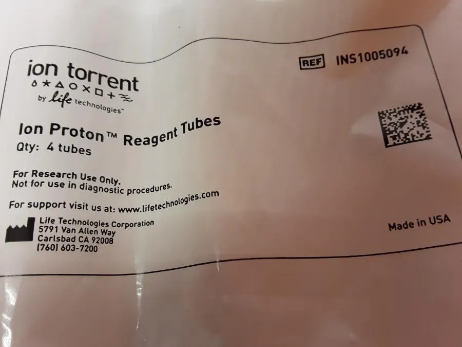 Ion Torrent Ion Proton Reagent Tubes P/N INS1005094 Pack of 72