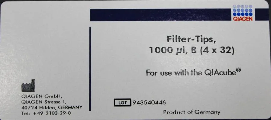 QIAGEN Filter Tips 200 ul / 1000ul, B(4x32), PC Flasks vented & Miscellaneous