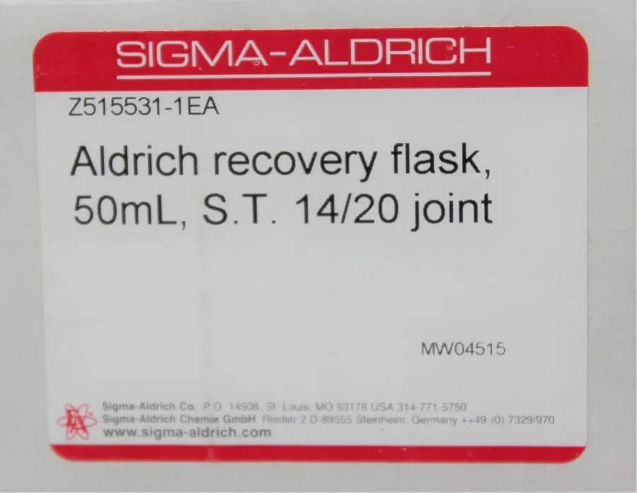 Sigma-Aldrich Recovery Flask 50mL S.T.  14/20  Joint  Lot of 3