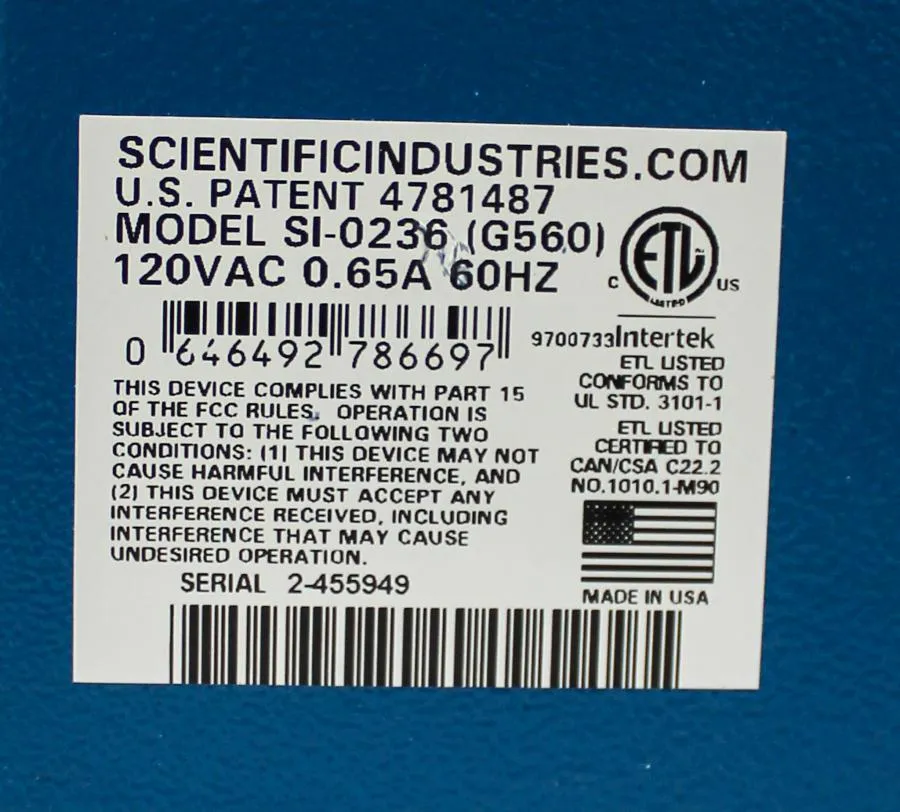 Scientific Industries SI-0236 (G560) Vortex Genie 2!