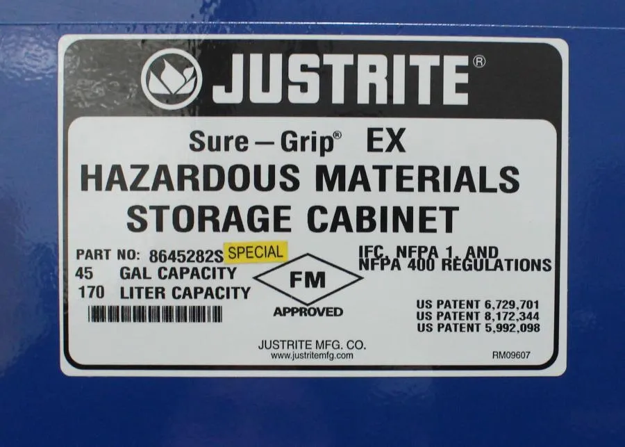 JUSTRITE Hazardous Materials Storage Cabinet P/N: 8645282Special