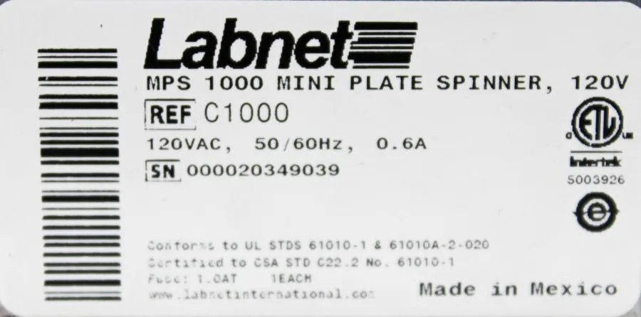 Labnet MPS1000 Mini Plate Spinner Centrifuge