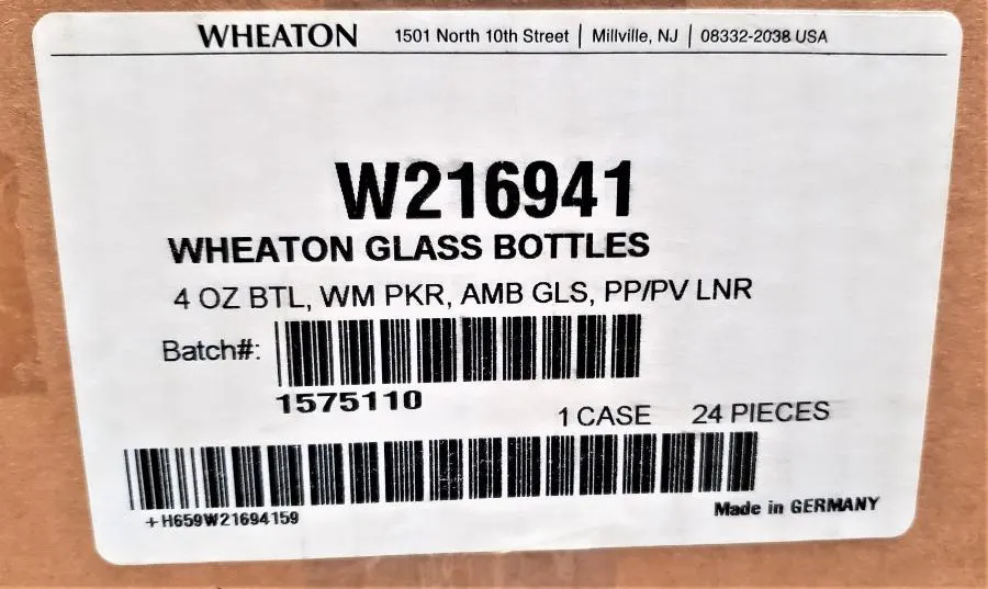 Wheaton 4 oz. Amber Glass Bottles W216941 Case of 24