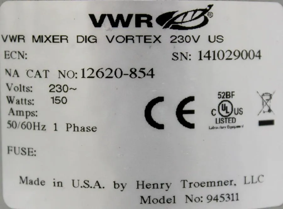 VWR Mixer Dig Vortex CAT: 12620-854