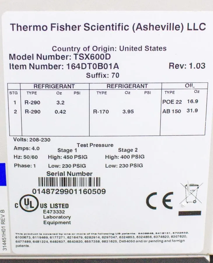 Thermo TSX Series Ultra Low Temperature -80c Freez CLEARANCE! As-Is