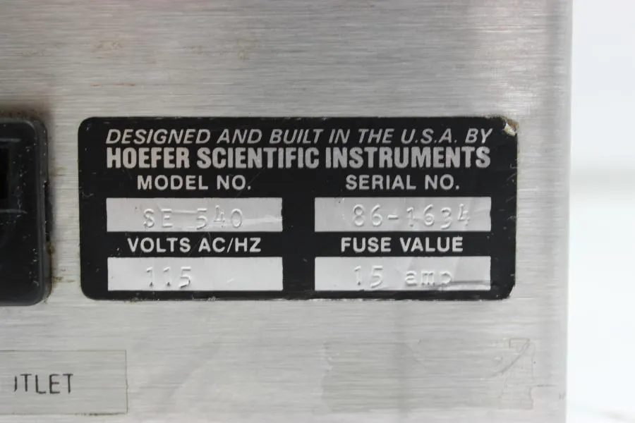 Hoefer Scientific Instruments SE 540 Drygel Jr.