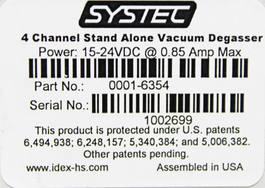 SYSTEC 4 Channel Stand Alone Vacuum Degasser 0001-6354