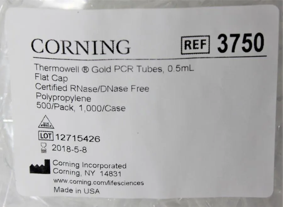 Corning Thermowell Gold PCR Tubes 0.5mL 3750 2 packs /1000
