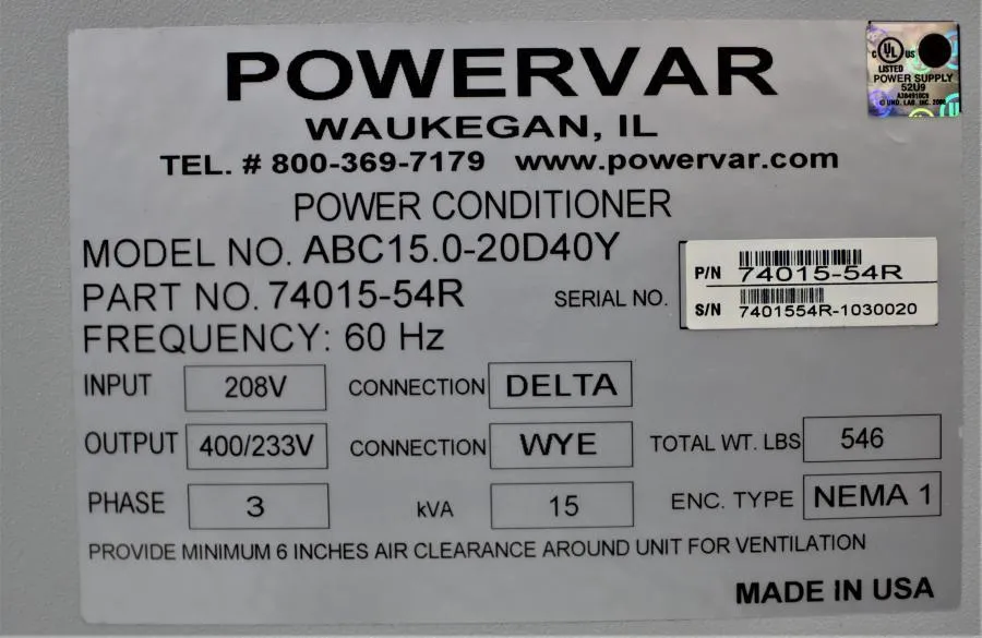 Powervar Global Power Interface 2000 Power Supply CLEARANCE! As-Is