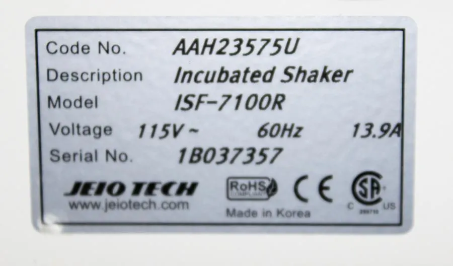 JEIO TECH  Lab Companion ISF-7100R Refrigerated Incubated Shaker Floor