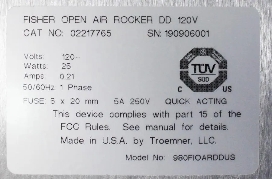 Fisherbrand Open Air Rocker DD, 120V, Cat# 02217765