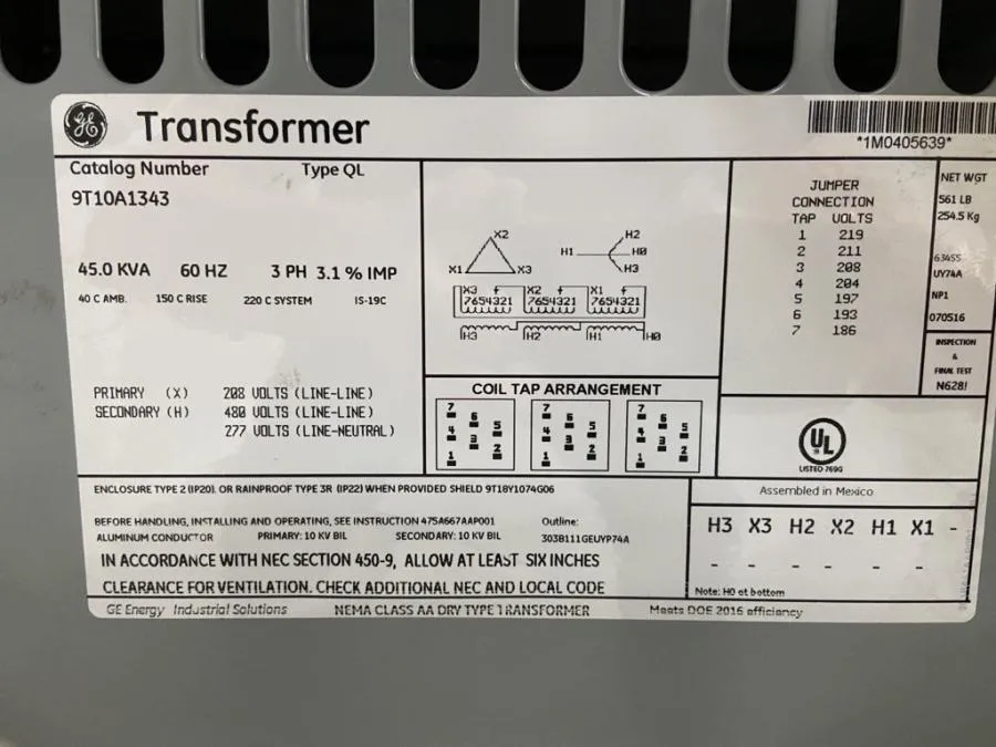 GE Transformer 9TA0A1343