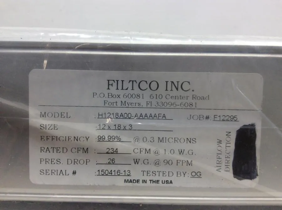 Filtco ACS-030-18 HEPA Replacement Filter for AirClean Model AC648