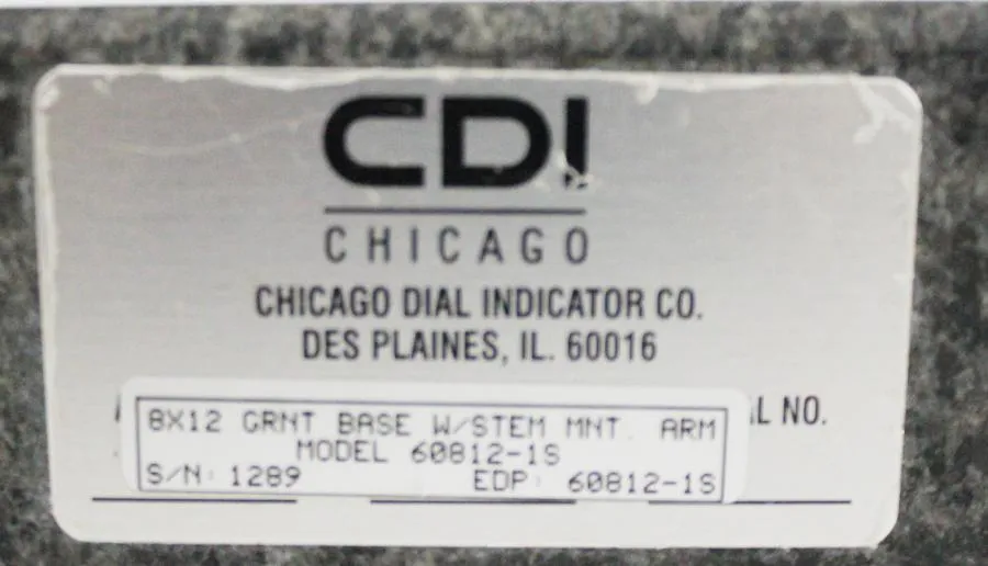 CDI 8 x 12 granite dial indicator model 60812-1s is a precision measuring
