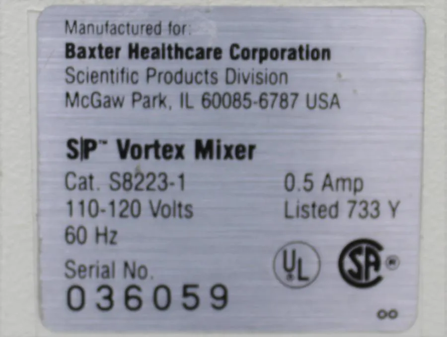 Baxter SP Vortex Mixer S8223-1 unit