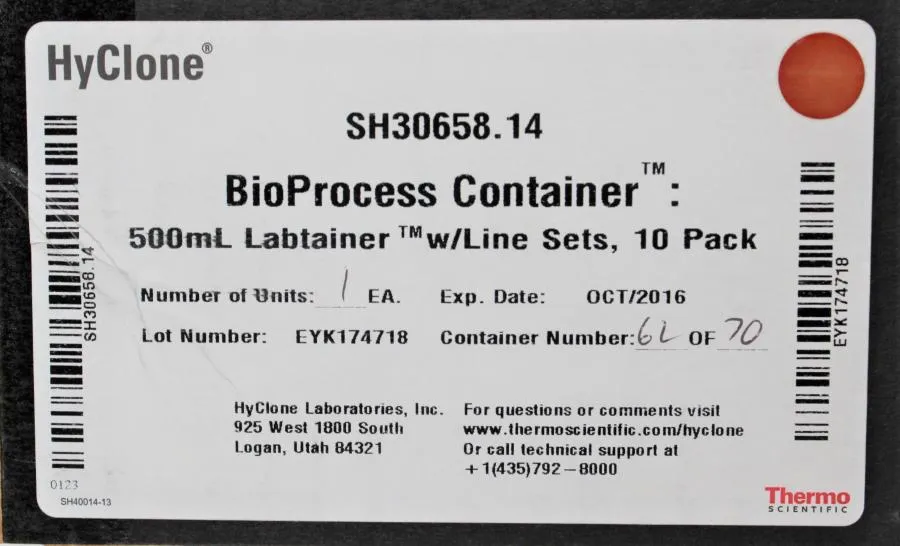 Thermo Scientific BioProcess Container 500mL Labta CLEARANCE! As-Is