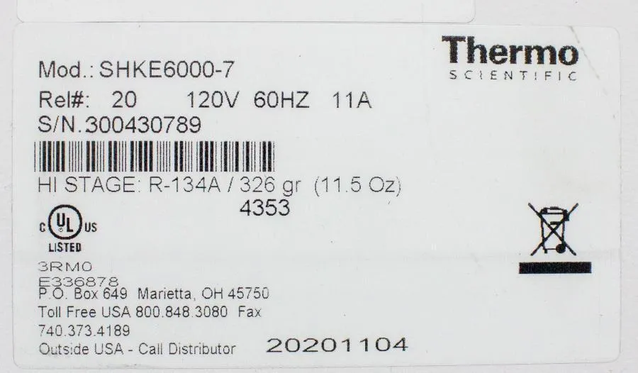Thermo MaxQ 6000 Incubated Refrigerated Orbital Shaker SHKE6000-7 (AS/IS)