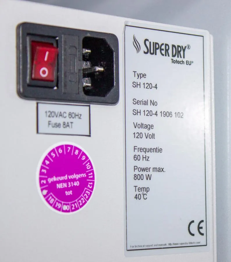 Totech SuperDry Storage Cabinet SD+ 1104-22 w/ SH 120-4 Heater & Alarm Light