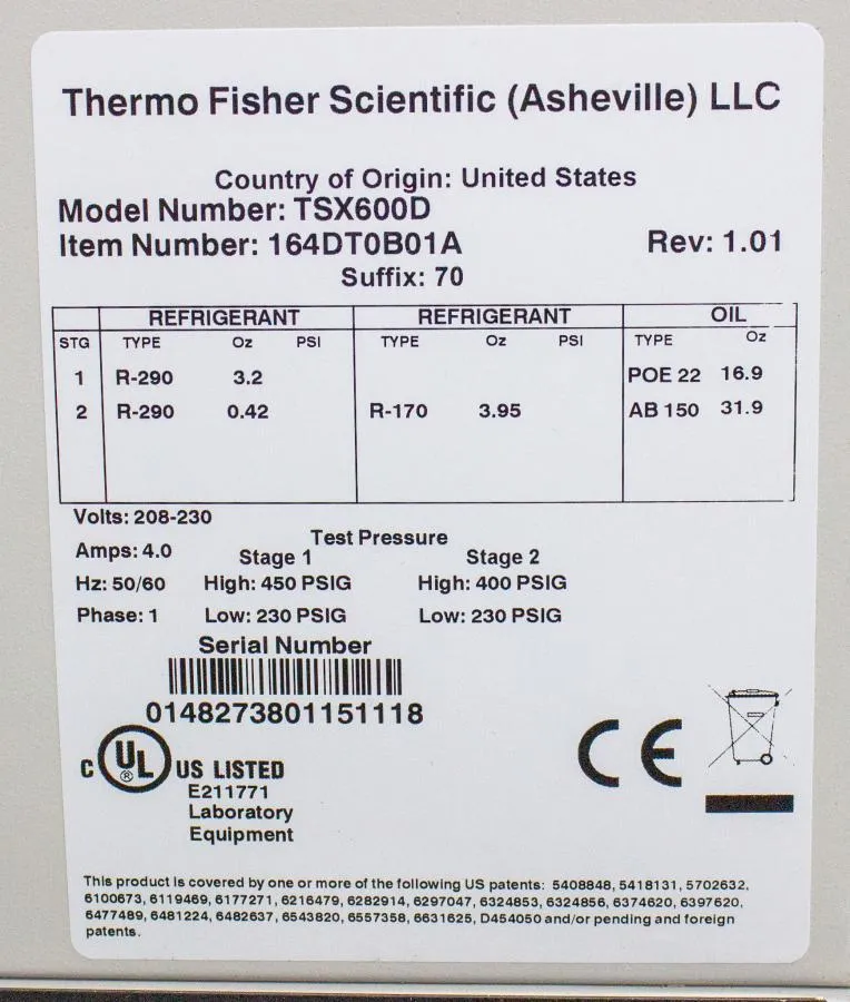 Thermo Scientific Ultra Low -80 Temperature Freeze CLEARANCE! As-Is