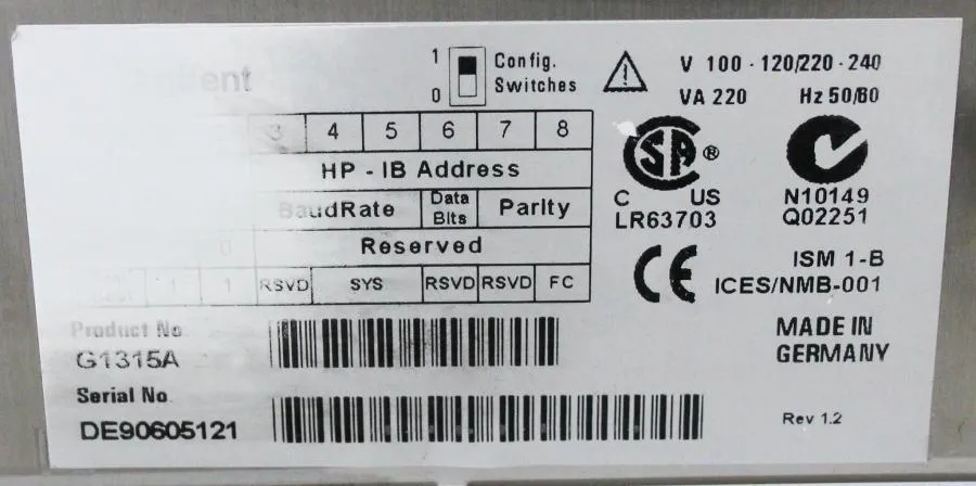 Agilent 1100 Series G1315A (DAD) Diode Array Detector
